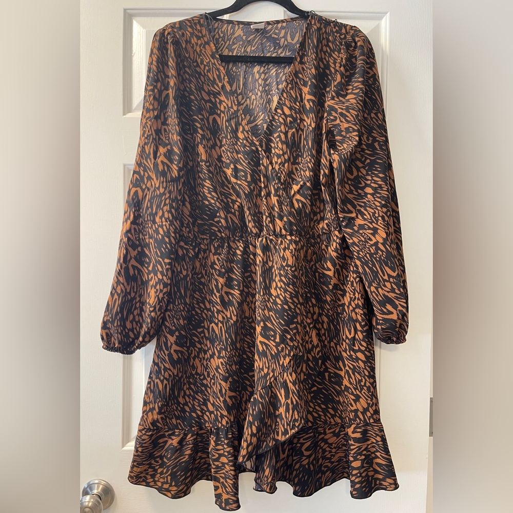 Abound Black and Brown Patterned Dress Size XL